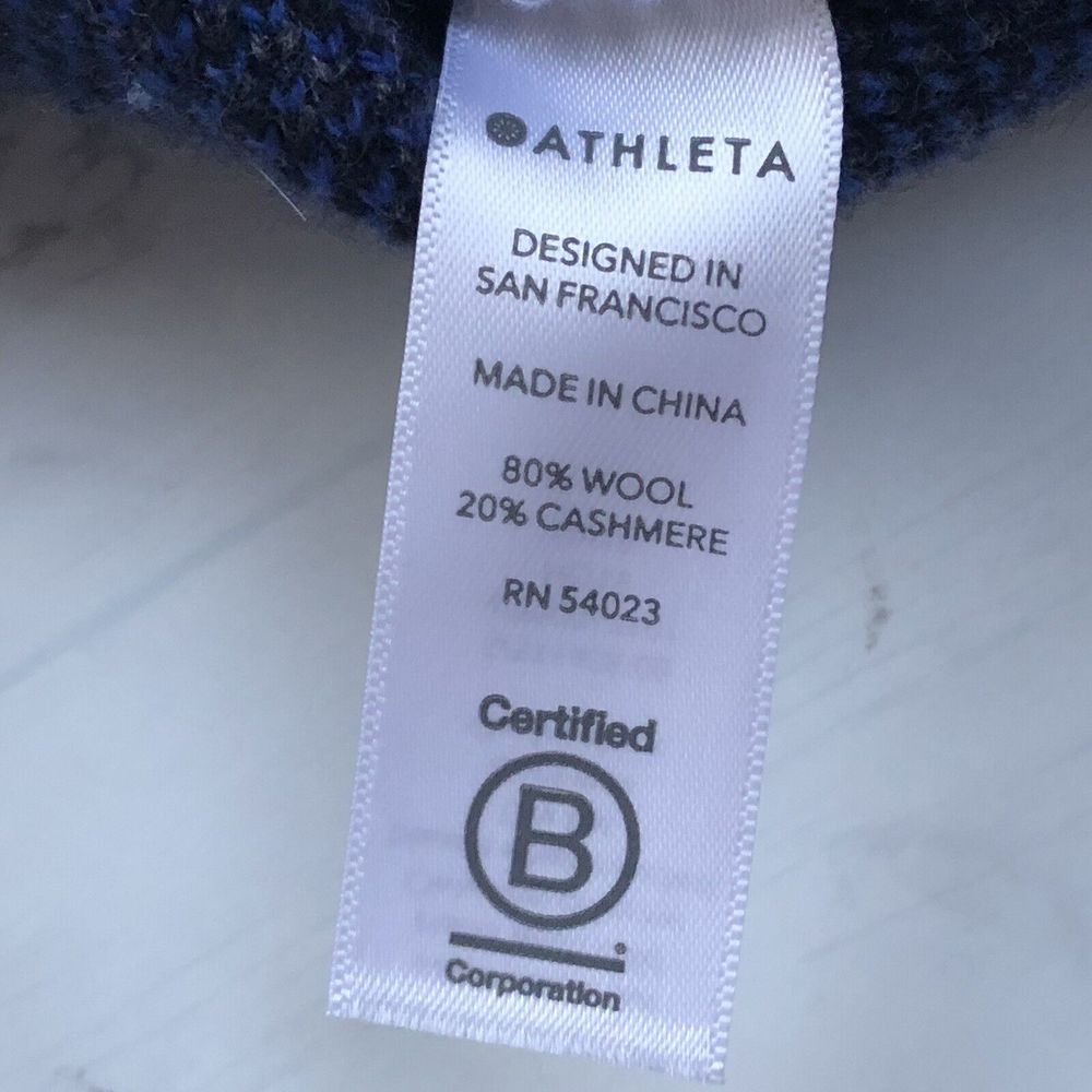 Athleta Womens Medium Animal Print Sweater Cashmere Wool Blend Gray Blue - Picture 10 of 11